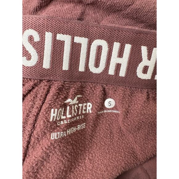 HOLLISTER Womens Size S Ultra High Rise Joggers Wine Sweatpants Logo Waist - Picture 6 of 10
